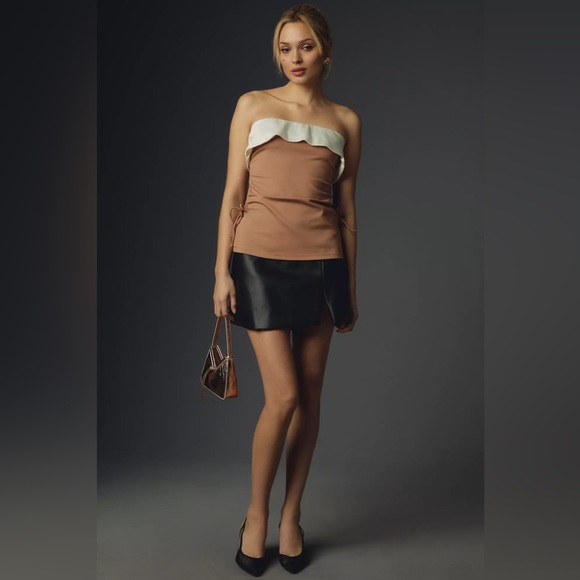 Anthropologie Strapless Side-Tie Ruched Top - Picture 2 of 10